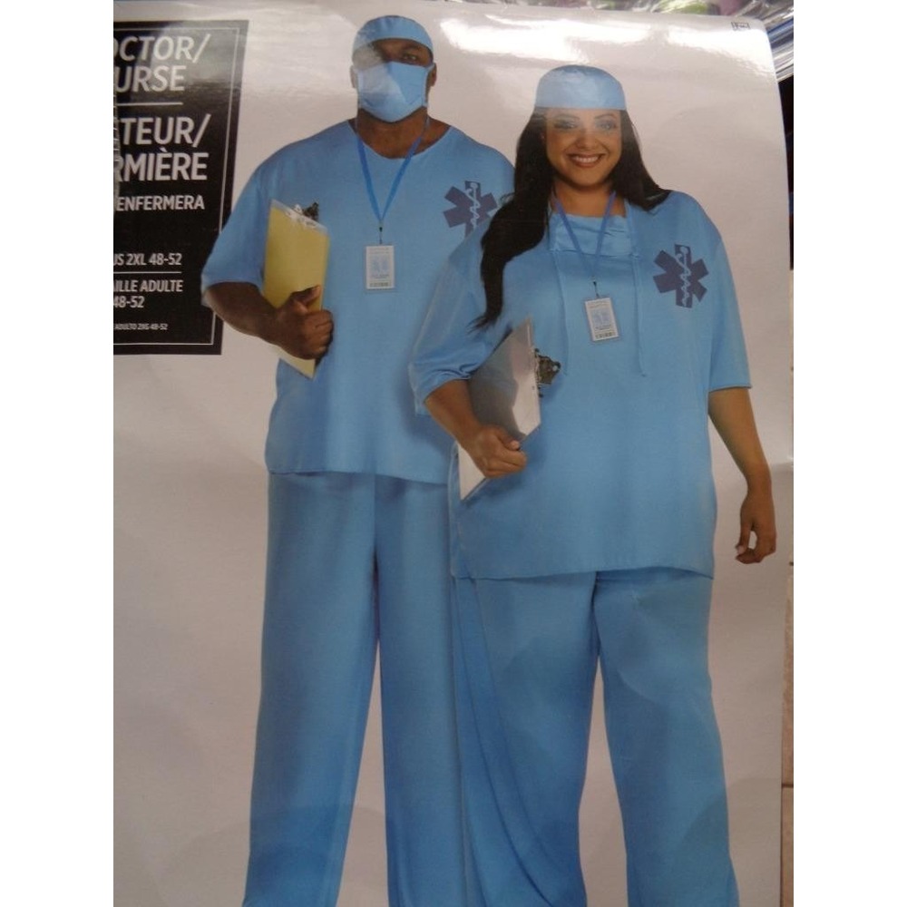 Doctor Nurse Scrubs Halloween Costume Adult XXL Plus 48-52